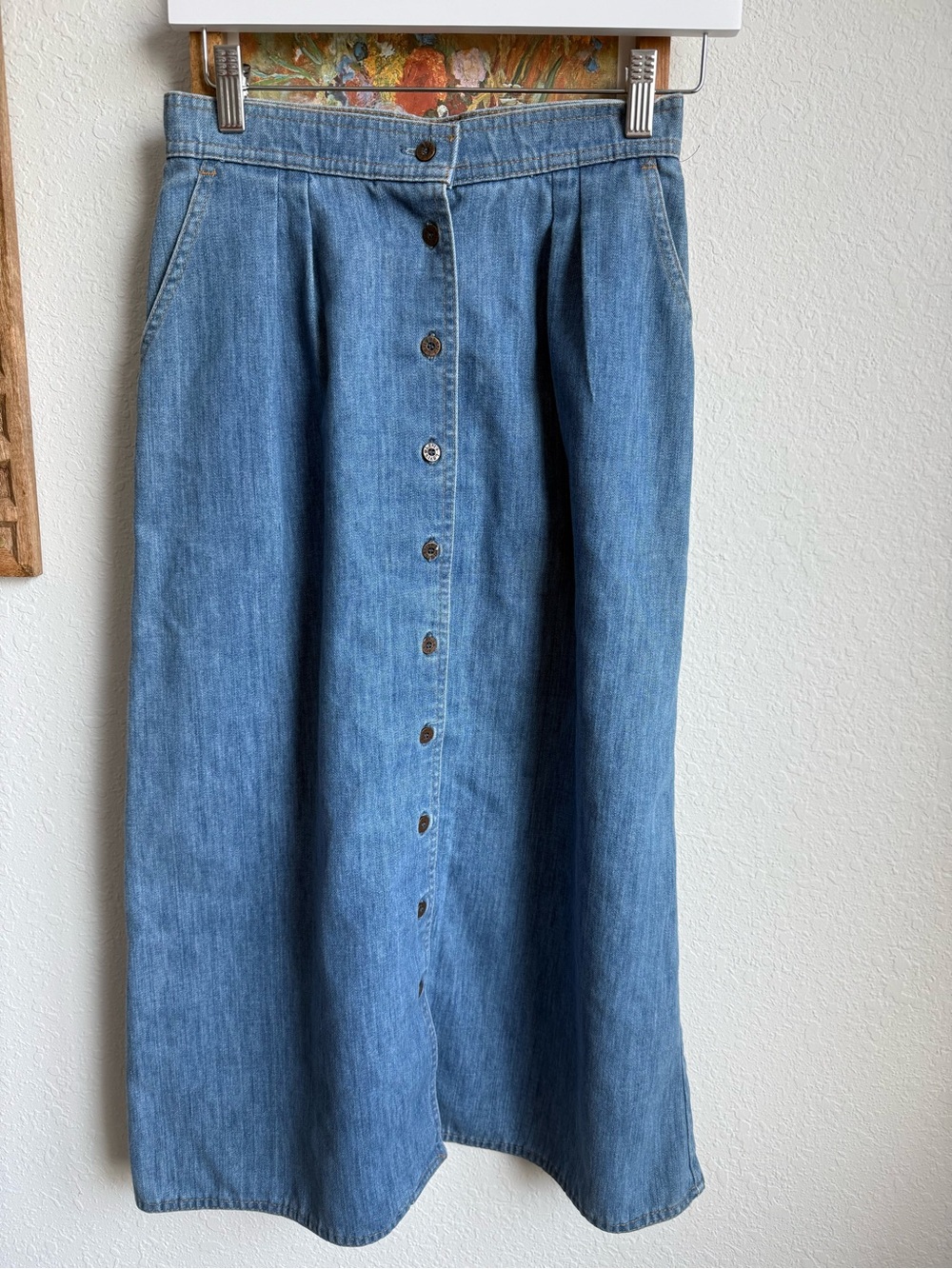 Levi's Light Blue Button-Front A-Line Denim Skirt